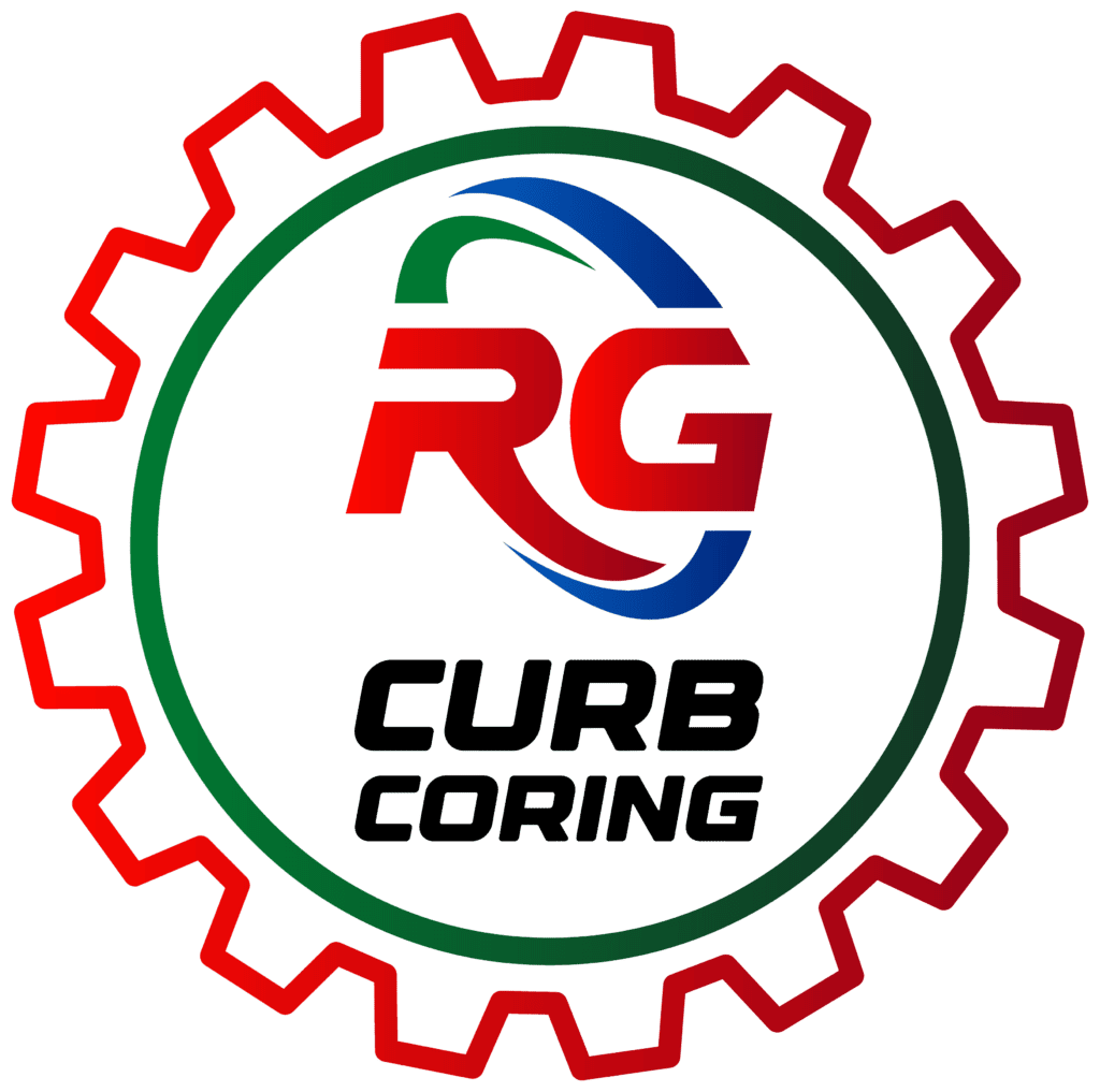 R.G Curb Coring logo with gear design and company initials.