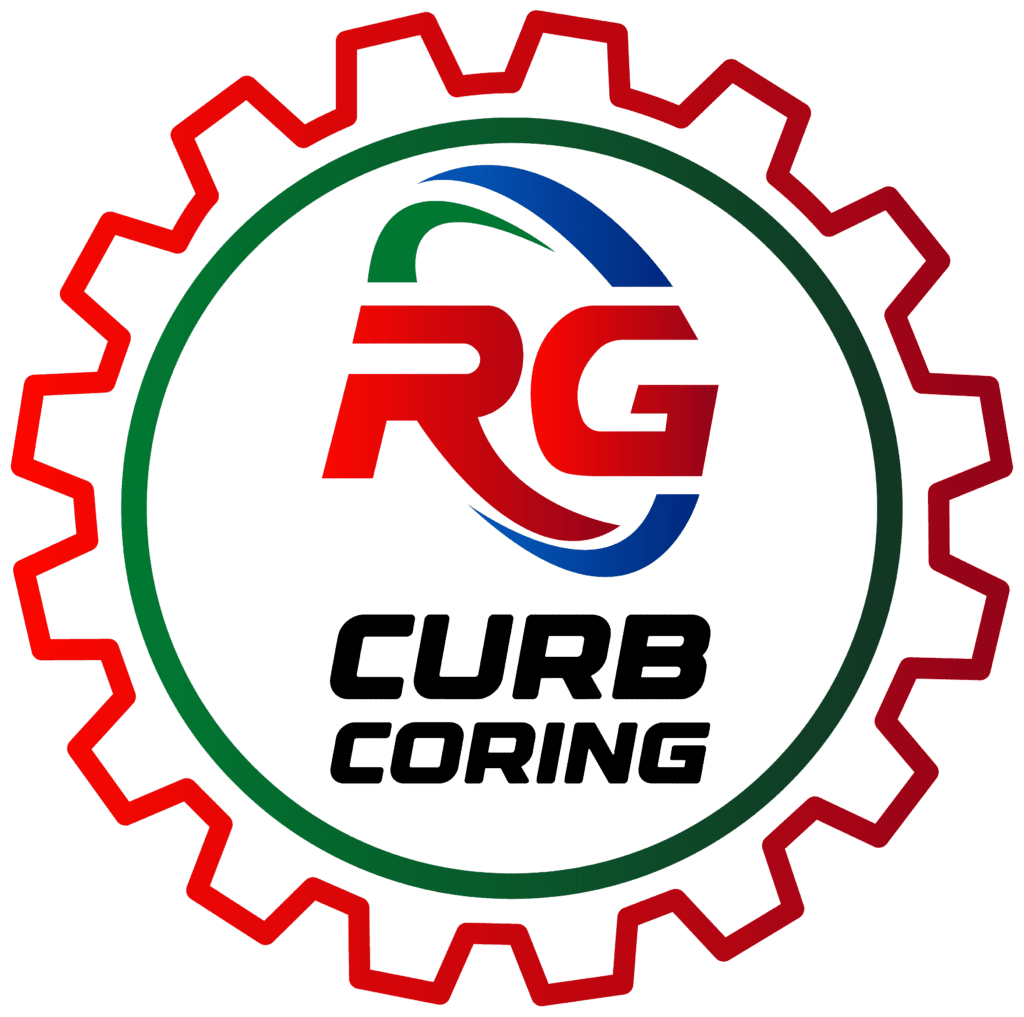 R.G Curb Coring logo with gear design and company initials.